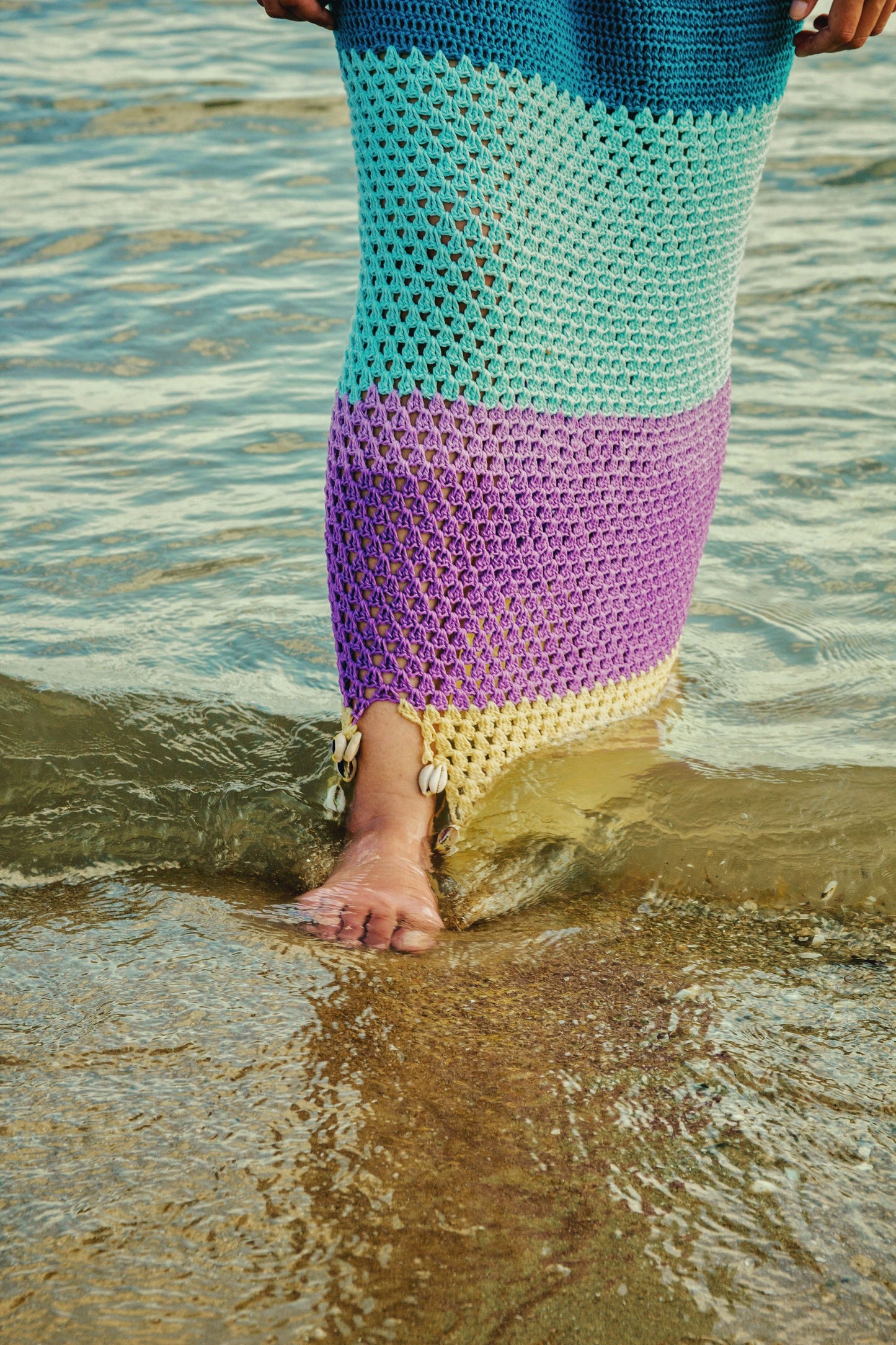 Samudram Colorblock Crochet Maxi Skirt